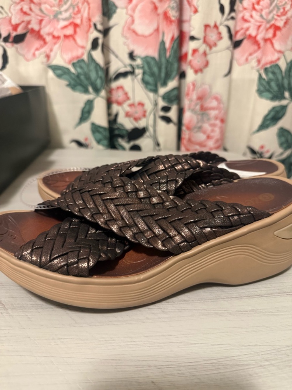Bzees Bronze Braided Slide Sandals